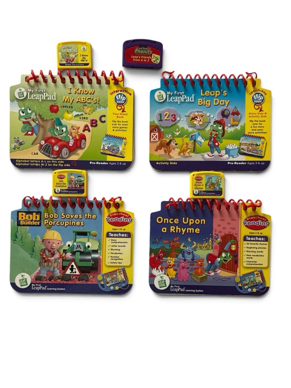 Leap Frog My First LeapPad Lot 4 Booklets & Cartridges Bob Builder 1 Leap Start